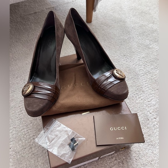 Gucci Husteria Suede & Patent Leather Heels - Picture 9 of 10